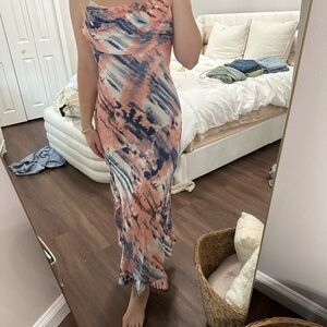 Hello Molly Strapless Pink and Blue Dress